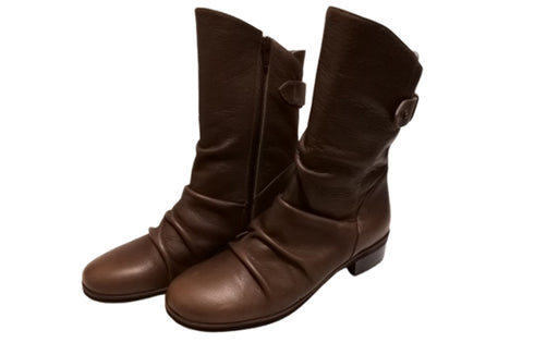 【…AShiOtO A91430 チョコレート】ミドル丈サイドジップ本革ブーツ